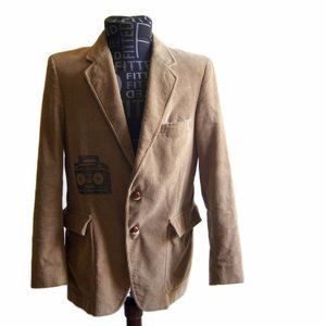 Austin Manor Men's Sport Coat Blazer Corduroy Jacket 40R Elbow Patch Boombox